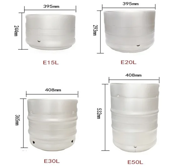 US Keg Stackable 20 Liter 1/6 BBL Draft Beer Barrel 304 Stainless Steel Beer Keg with 4 Spear Options