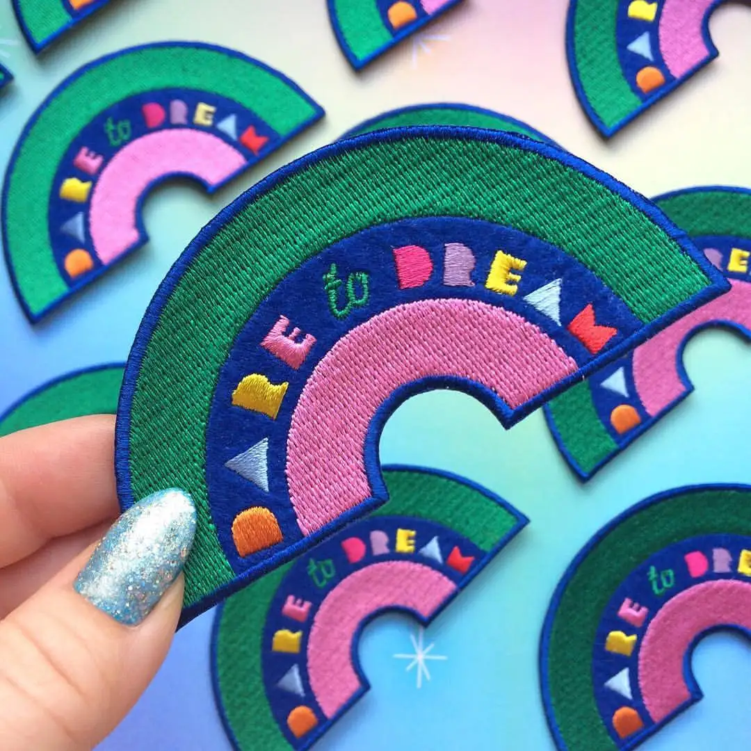 DIY Garment Accessory Rainbow Eye Smile Embroidery Iron on Flower Patch for Kids Clothing