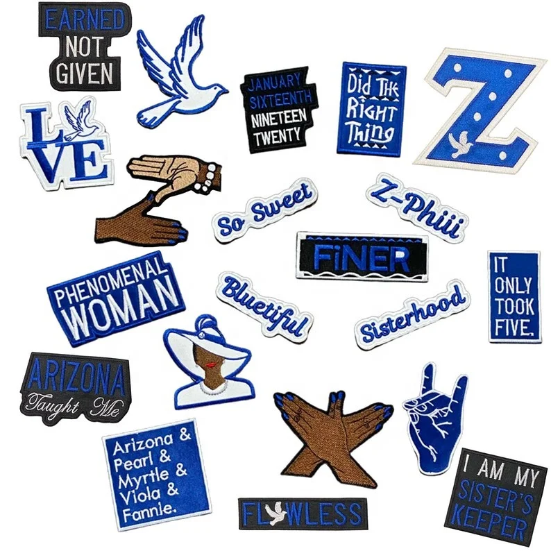 Wholesale Embroidery Custom Zeta Phi Beta Chenille Patches Iron On Fraternity Greek Letter Patch Badge For Clothing