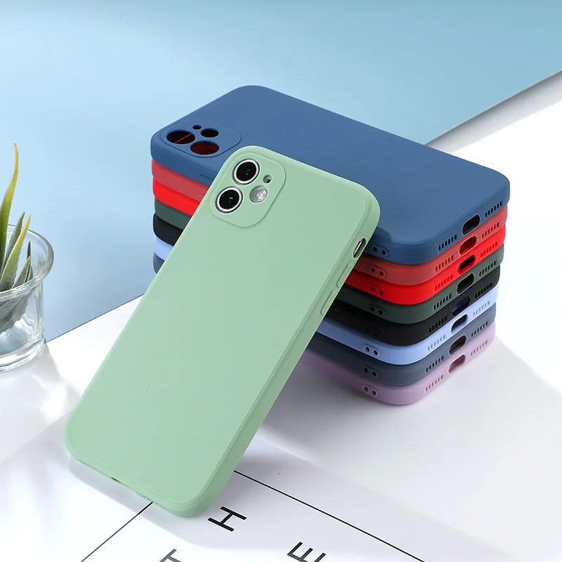 Candy Color Phone Case For iPhone 13 12 11 Pro Max Xs Xr Xs Max 7 8 Plus Silicone Soft TPU Protective Back Cover