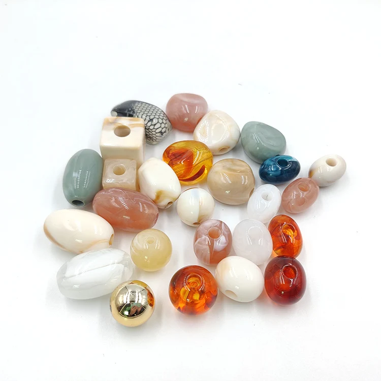 BE2301 Factory Price Multi Color Irregular Shape Chunky Plastic Resin Lucite Loose Beads For Jewelry Making