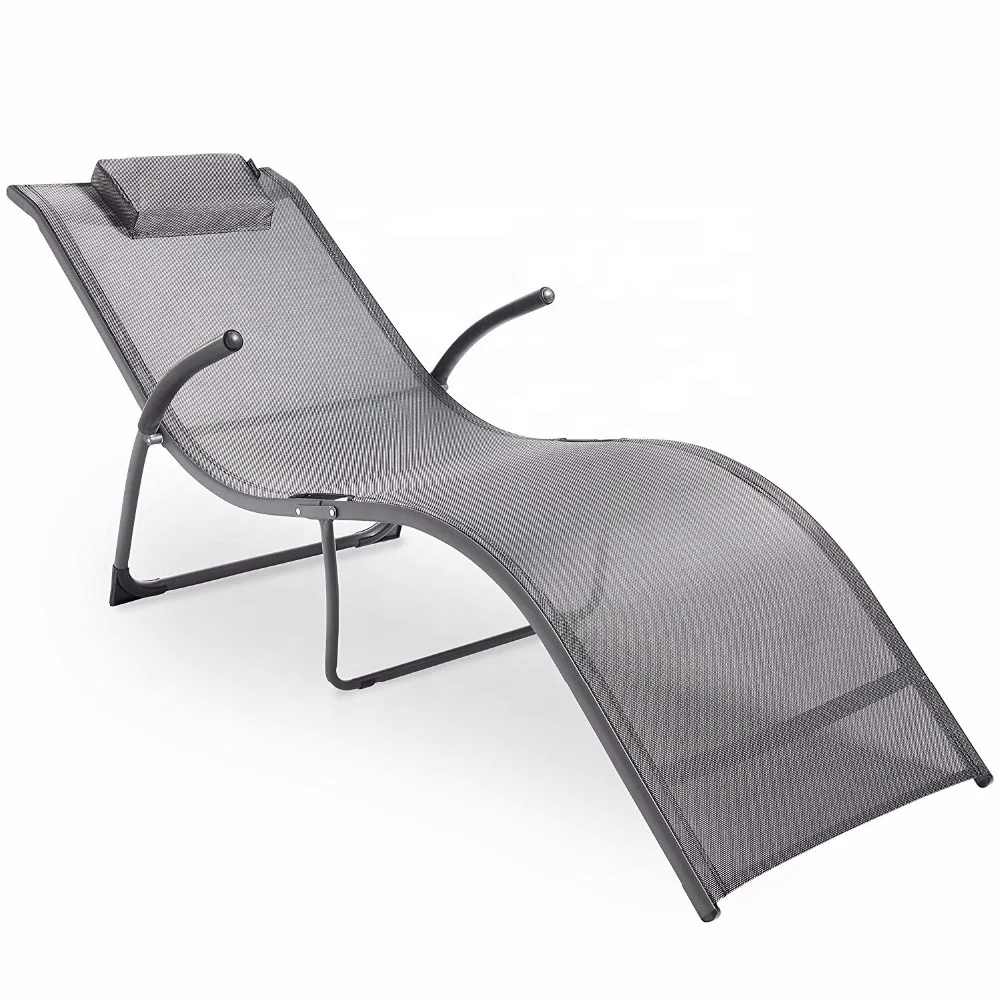 
Stainless Steel Frame Foldable Beach Sun Loungers Portable Beach Chair Lounger Folding Sunbeds Beach with Pillow 