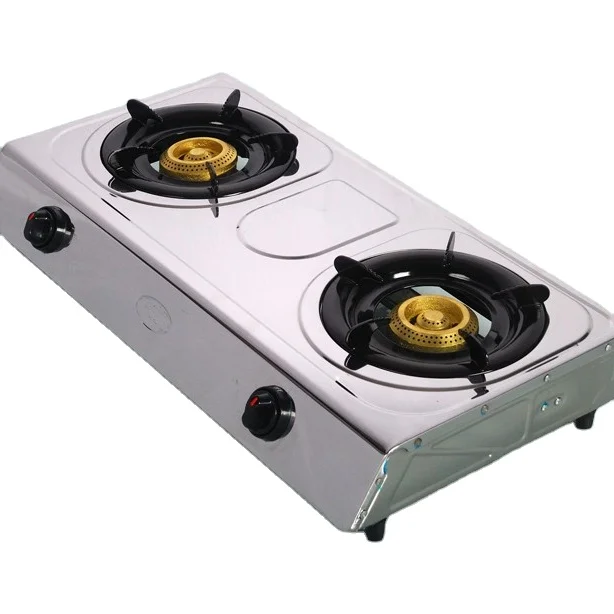 kitchen cooker appliance  lpg stainless steel silver gas stove 2 burner