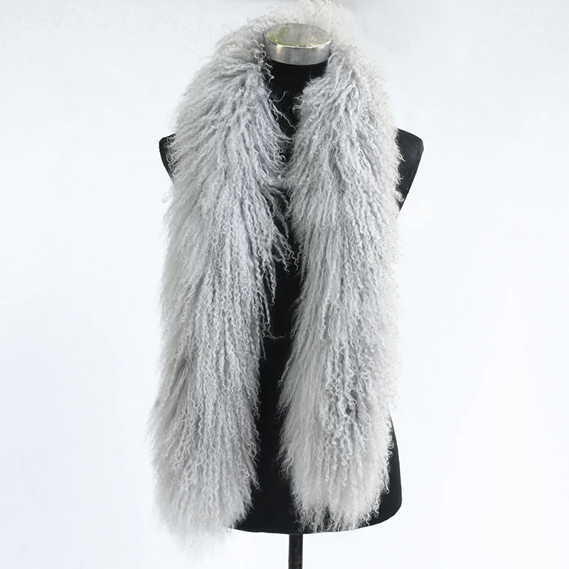 CX-S-02X Curly Winter Women Boutique Outfits Mongolian Lamb Fur Long Scarf