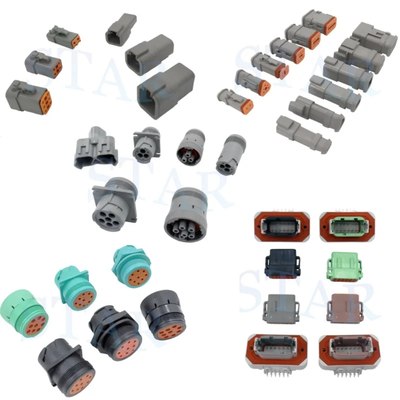 Automotive connector DT Series 2 pin to 3 4 5 6 8 12 pin Waterproof Male Female Deutsch Connector 22-16AWG