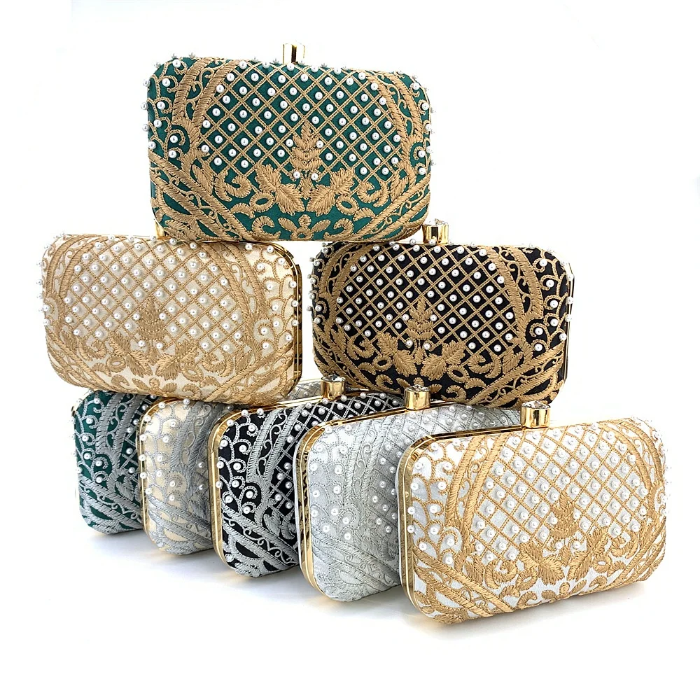 2023 New Handmade Beaded Banquet Bag Crossbody Chain Clutch Retro Embroidery Evening Handbag For Ladies