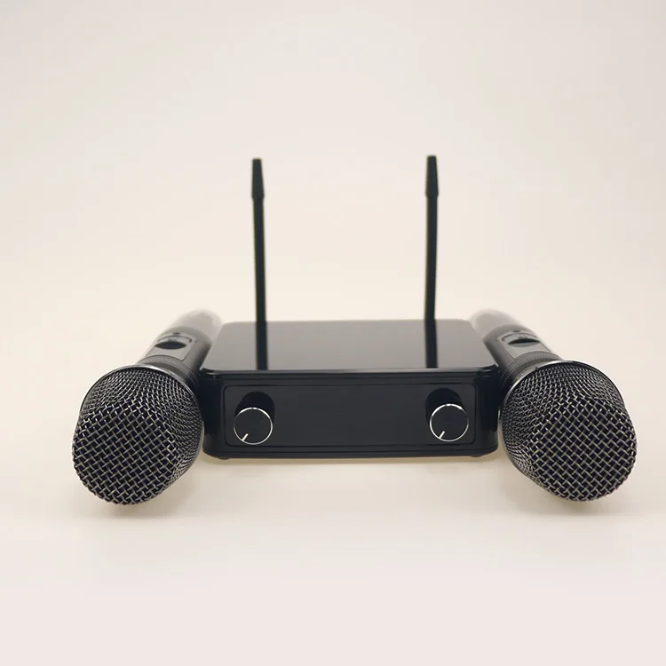 Portable 2 Channel Wireless Microphone For Singing
