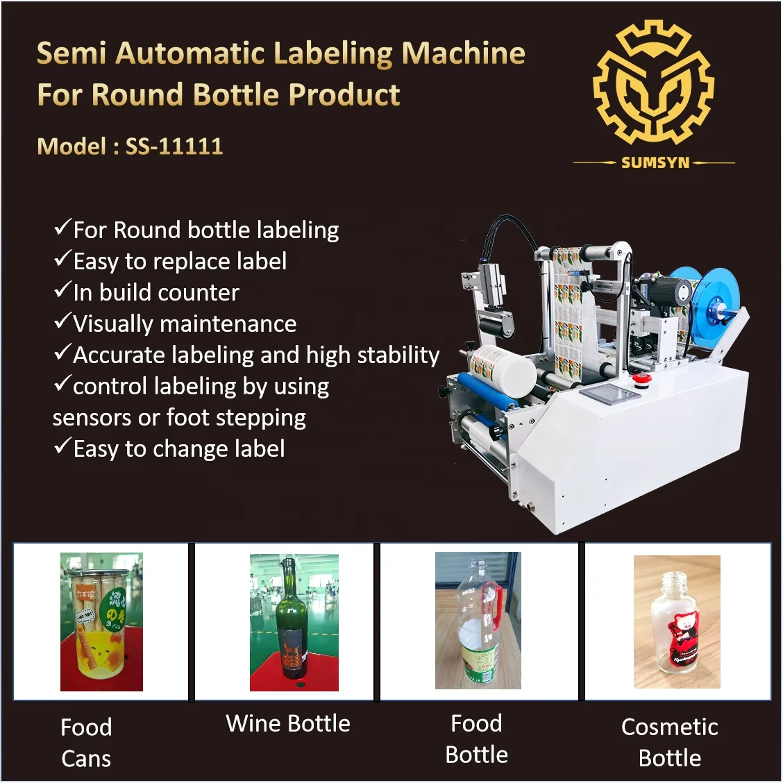 
Manual Fast Semi Automatic labeling self-adhesive barcode machine round bottle Jars Cans with date printing 