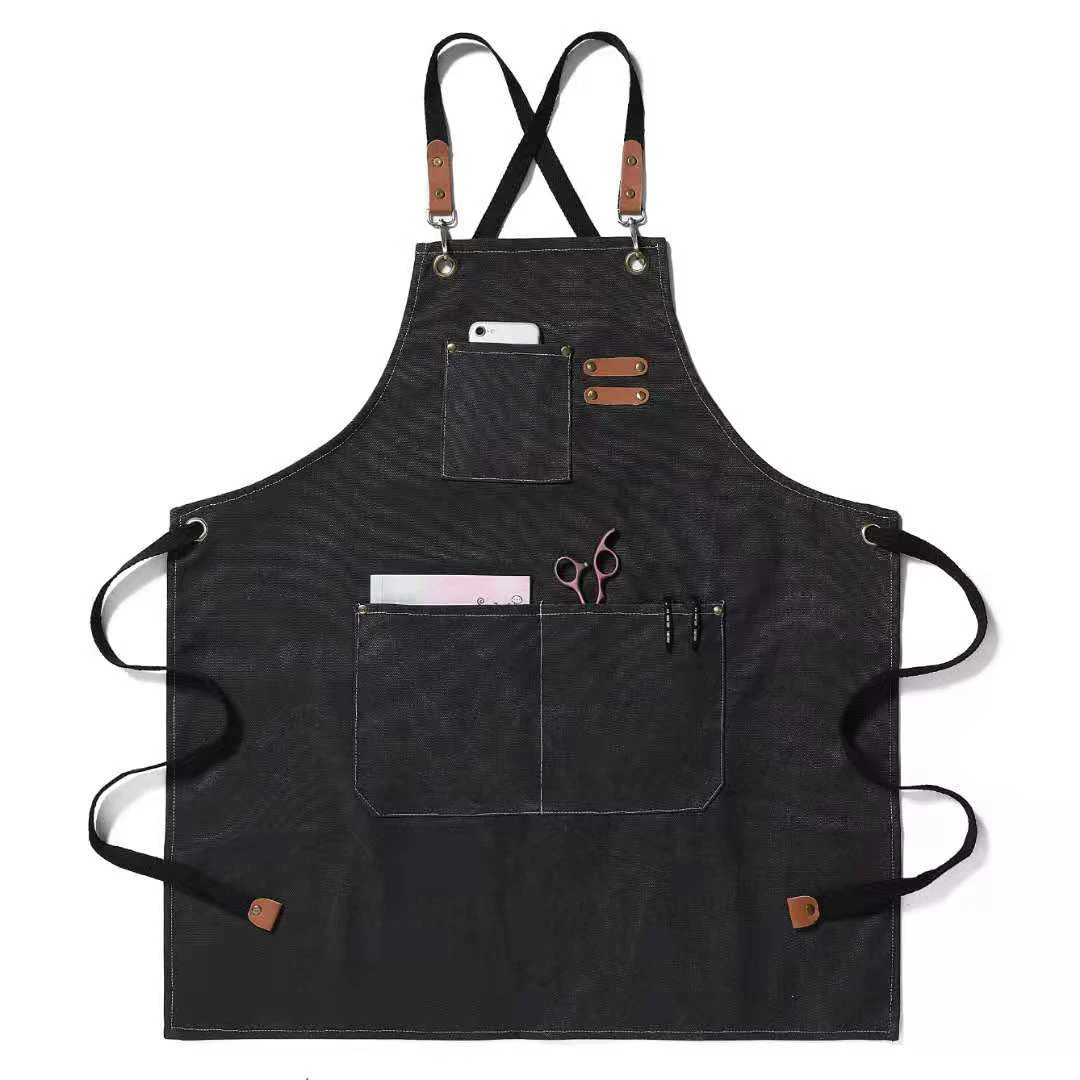 Custom Heavy Duty Apron Baking Cooking Printed Canvas Apron With Two Pockets organic cotton apron