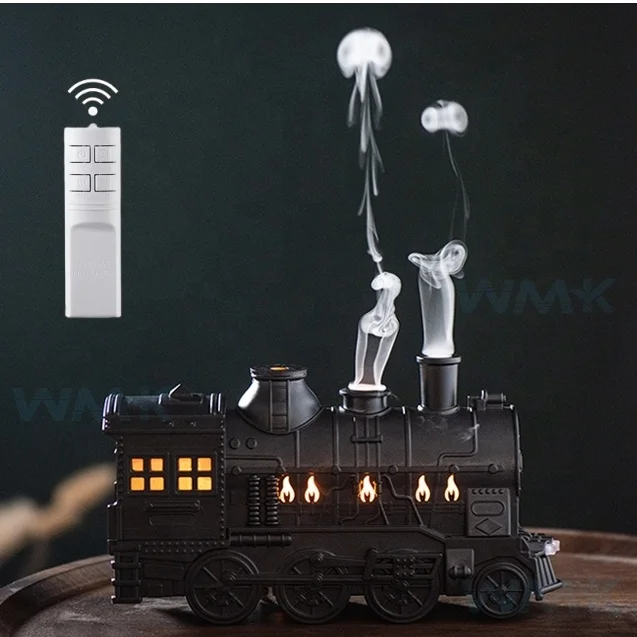 Ce Rohs Smart Ultrasonic Electric Train Flame Home Fragrance Air Humidifier Aroma Diffuser With Remote Control