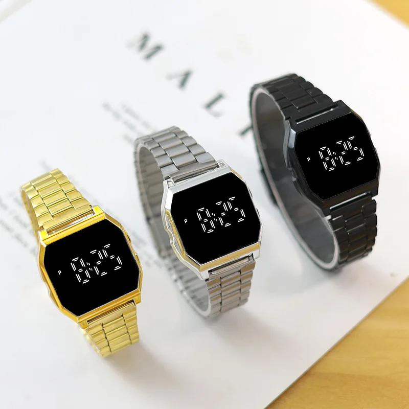 Wholesale 8185 plastic case  Led Touch Screen Chain Watch Wrist Fashion Hand LED Electronic Watch