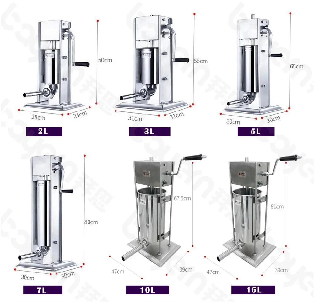 2l 3l 5l 7l 10l 12l 15l Commercial Manual Vertical Meat Pork Beef Chicken Sausage Stuffer Ham Hotdog And Sausage Filler Maker