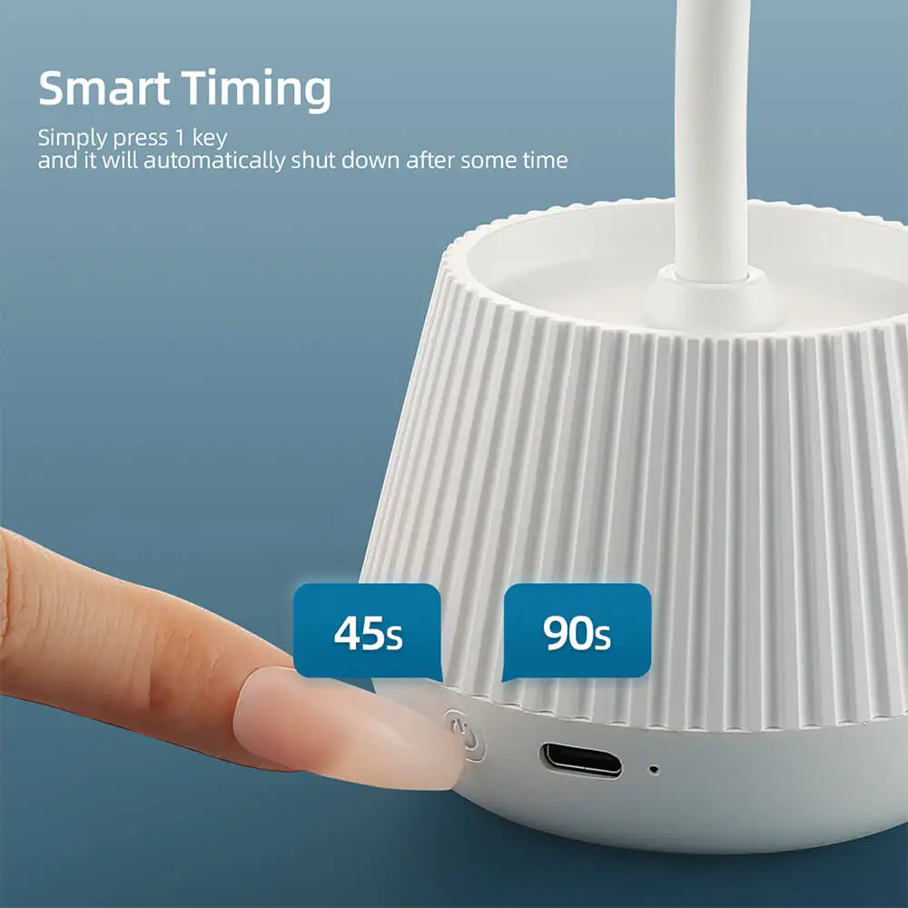 24W Mini Nail Dryer Wireless LED UV Nail Lamp Fast Curing Gel Polish Manicure Lamp Nail Art Tool with 360 Freely Adjustable Tube