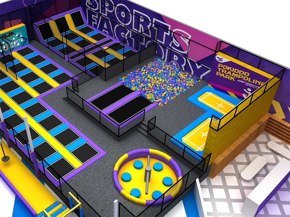 Pokiddo Customized 1688sqm Sports Factory Indoor Complex Trampoline Park