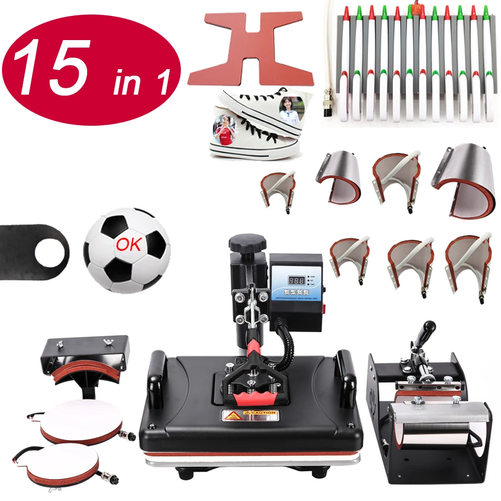 12x15 T-shirt printing machine printer T-shirt maquina tranferencia por presado 15 in 1