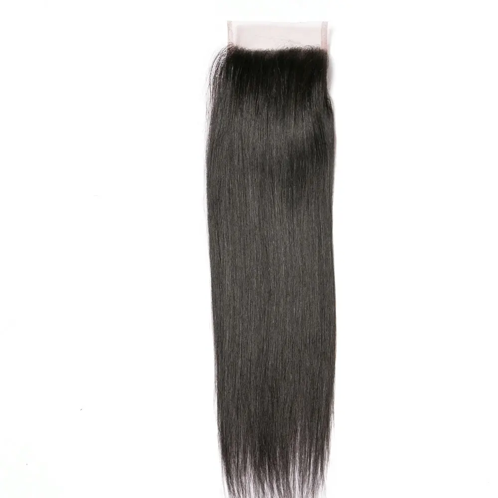 
free shipping brazilian human hair weave straight 3 bundles with lace closure 