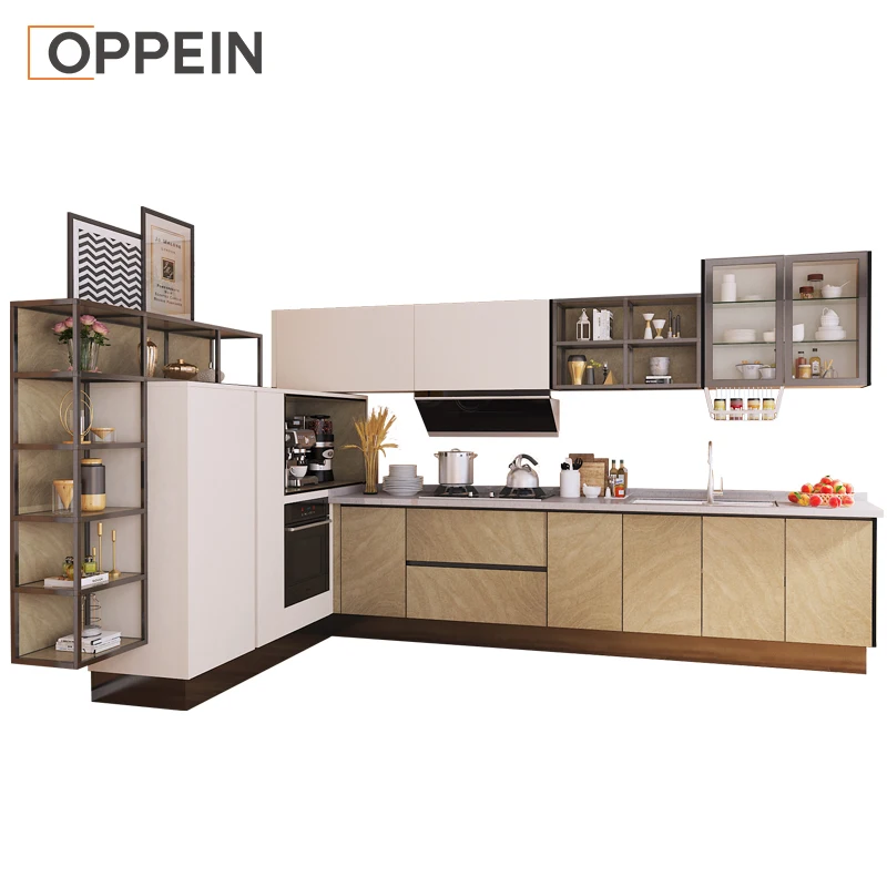 OPPEIN Aluminum Made Custom Poly Wood Kitchen Cabinet Manufacturers Vietnam Up And Down Korean Kitchen Cabinet