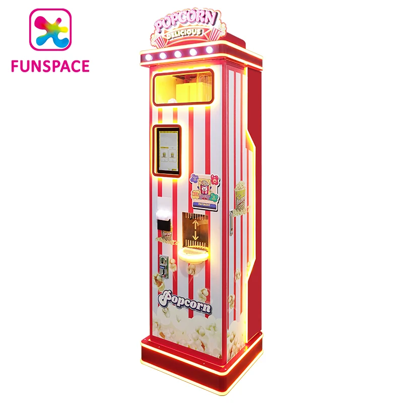 New  Design Popcorn Vending Machine Fully Automated Commercial Product Custom Coin Operated bill credit card Flavoured Pop Corn