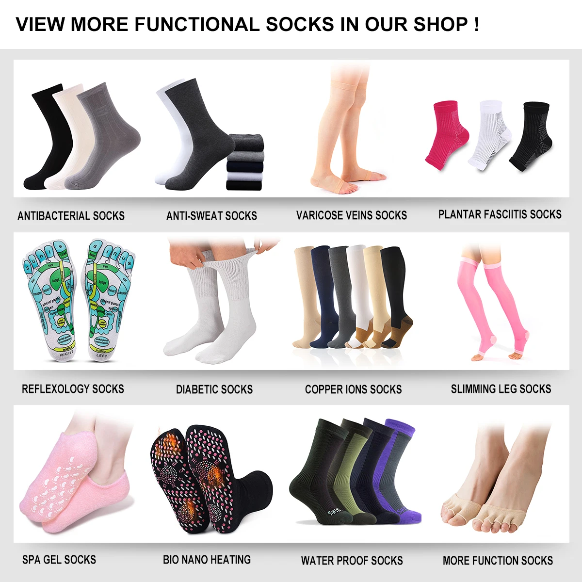 DS- M048 socks reflexology foot massage socks acupressure socks