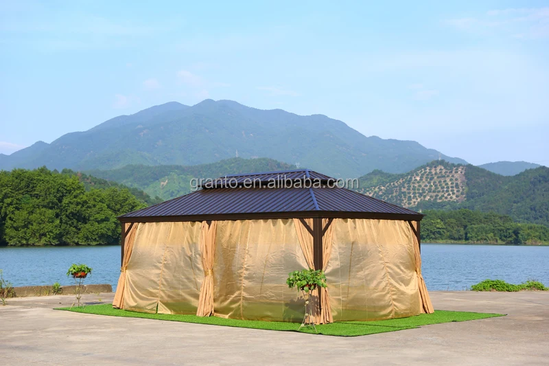 Удобная мебель для отдыха на открытом воздухе, большая беседка, алюминиевый каркас, павильон с занавеской