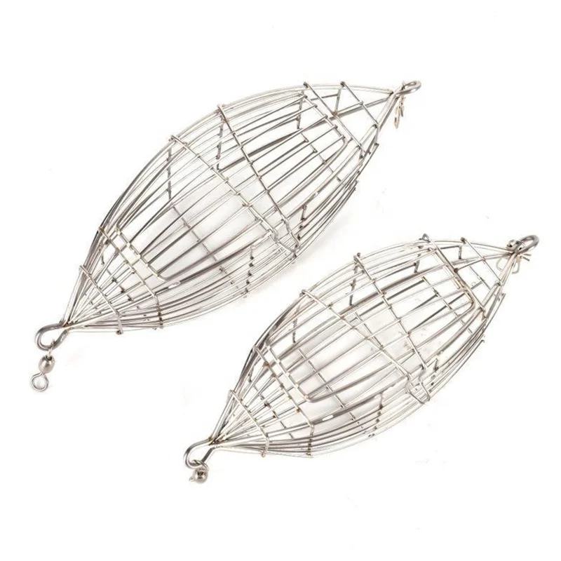 5 Sizes metal fishing bait cage Olive type stainless steel bait feeder Fishing gear accessories