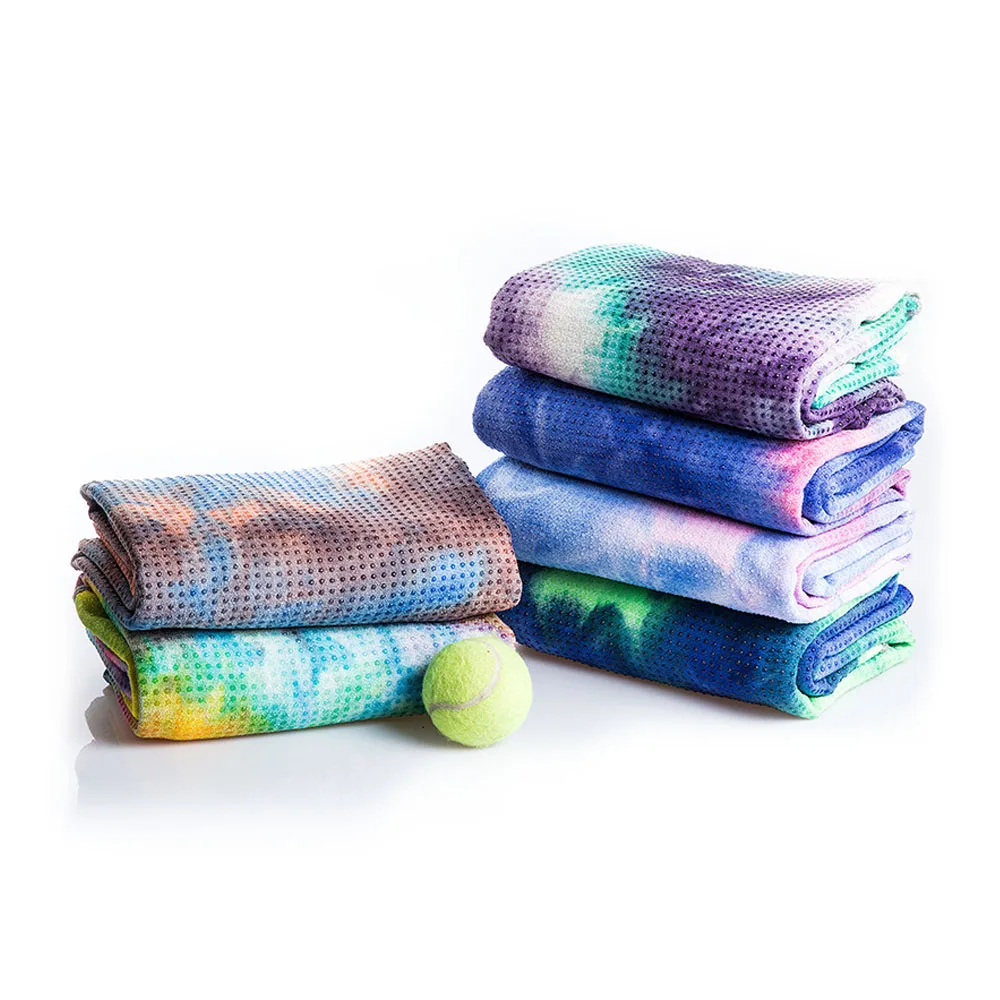 Wuxi Ivy Textile anti slip print fitness silicone dots yoga mat towel with personalised