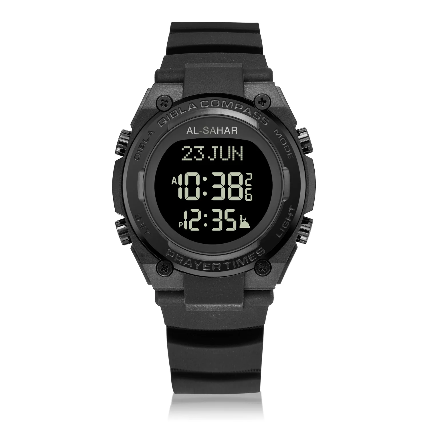 AL-Sahar AS-Q017 New Athan Pray Watch Digital Sport Men Watch Auto Qibla Compass Direction Islamic Prayer Time Alarming Watch