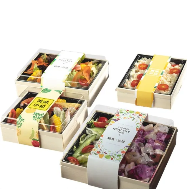 Bio-degradable Disposable Takeaway Wooden Food Box for Food Container Packaging Sushi Pastry Dessert Box