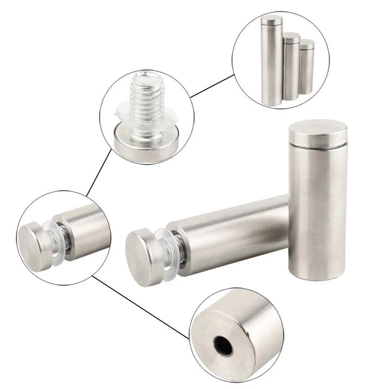 Fasteners Billboard Fixing Screws Nylon Spacer Stainless Steel Sign Standoffs Glass Railing Standoff