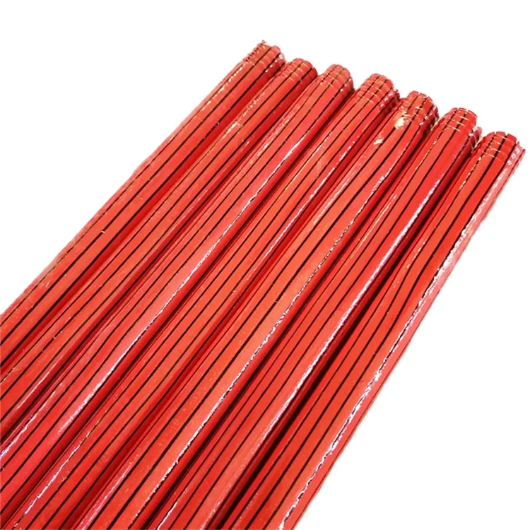Factory Direct Sale Black Line Design Wooden Broom Handle Cheap PVC Coated Wooden Mop Stick