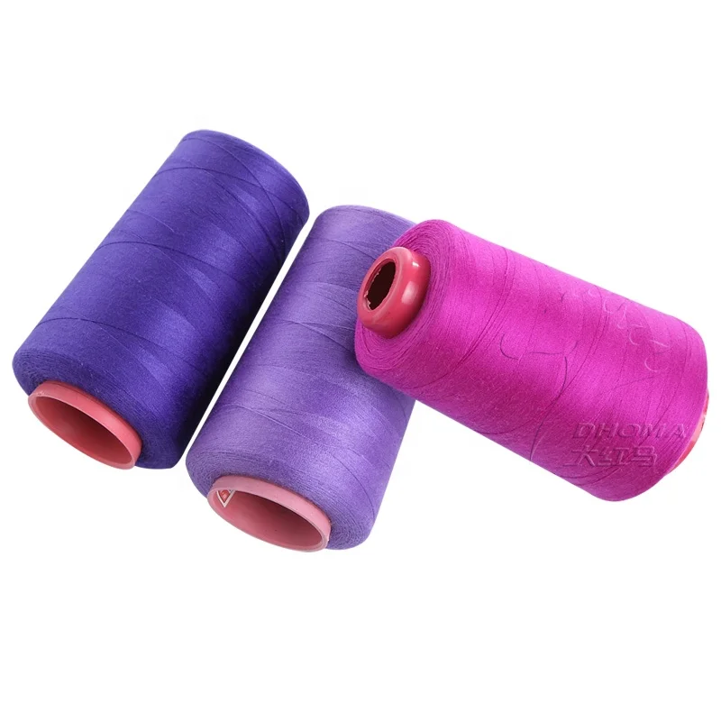 DHOMA Dyed Polyester Sewing 60S/3 sewing thread colorful tex 27 100% spun polyester sewing thread price for garment