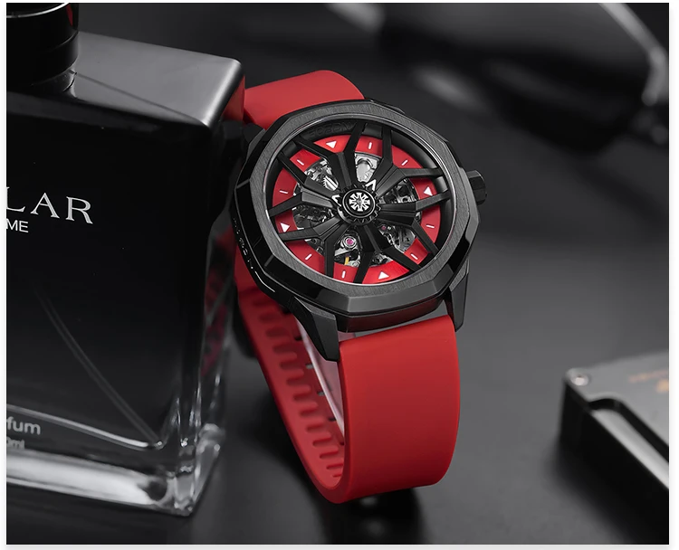 High quality classic luxury watch unique mens luminous waterproof skeleton automatic mechanical watch mechanic watches for men