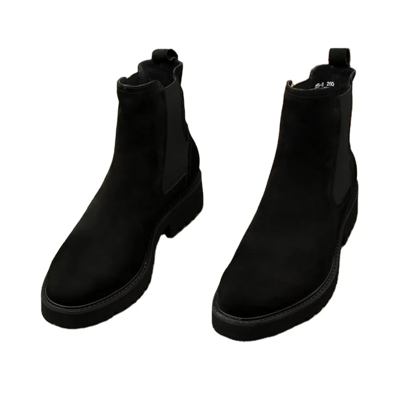 Мужские ботинки челси, с высоким верхом и круглым носком, из нубука, удобные, для работы, в английском стиле