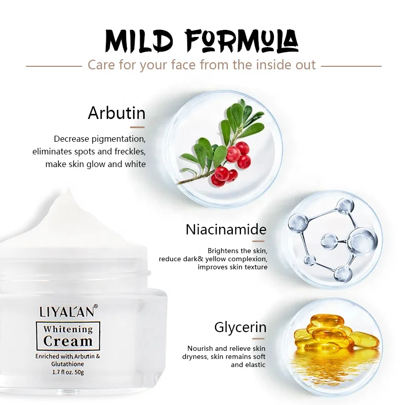 Private Label Face Lightening Arbutin Bleaching Whitening Cream for Dark Skin