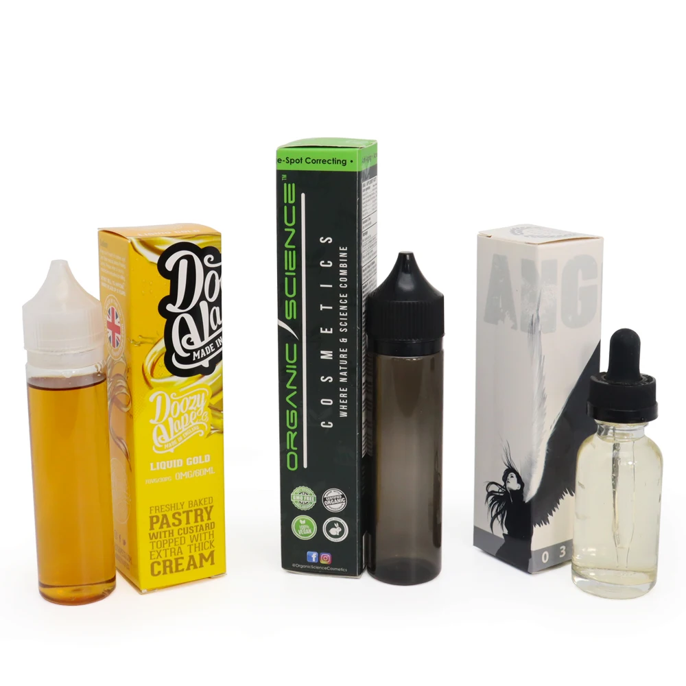 Custom 60ml 30ml Essential Oil Bottle Cosmetic Paper Packaging Folding Box Spot UV