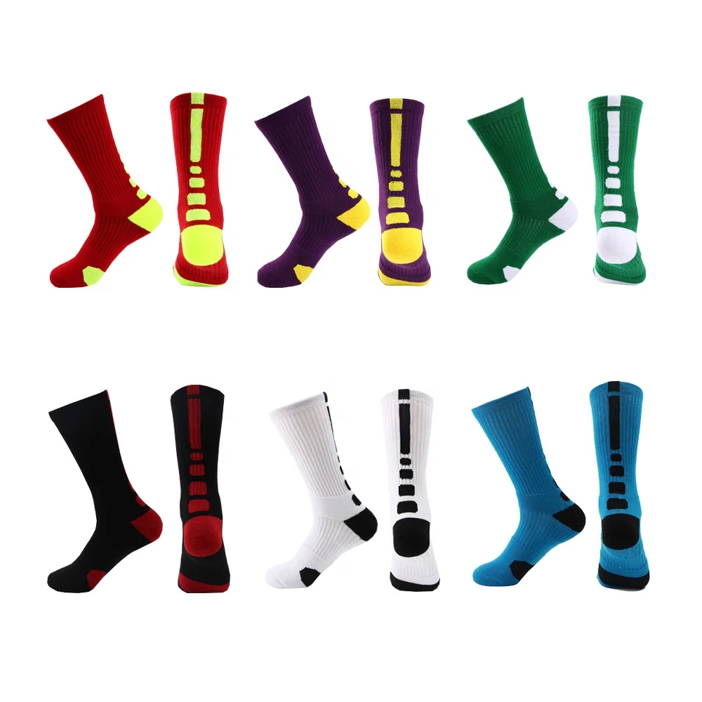 Custom logo boys men athletic tennis basketball socks performance cushion crew socks for sports