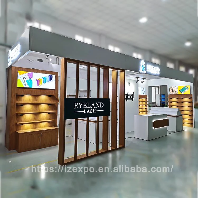 30MINS QUICK BUILD Factory price makeup display stand cosmetic Expo Display Exhibition Booth Stand display size adjustable 10x20