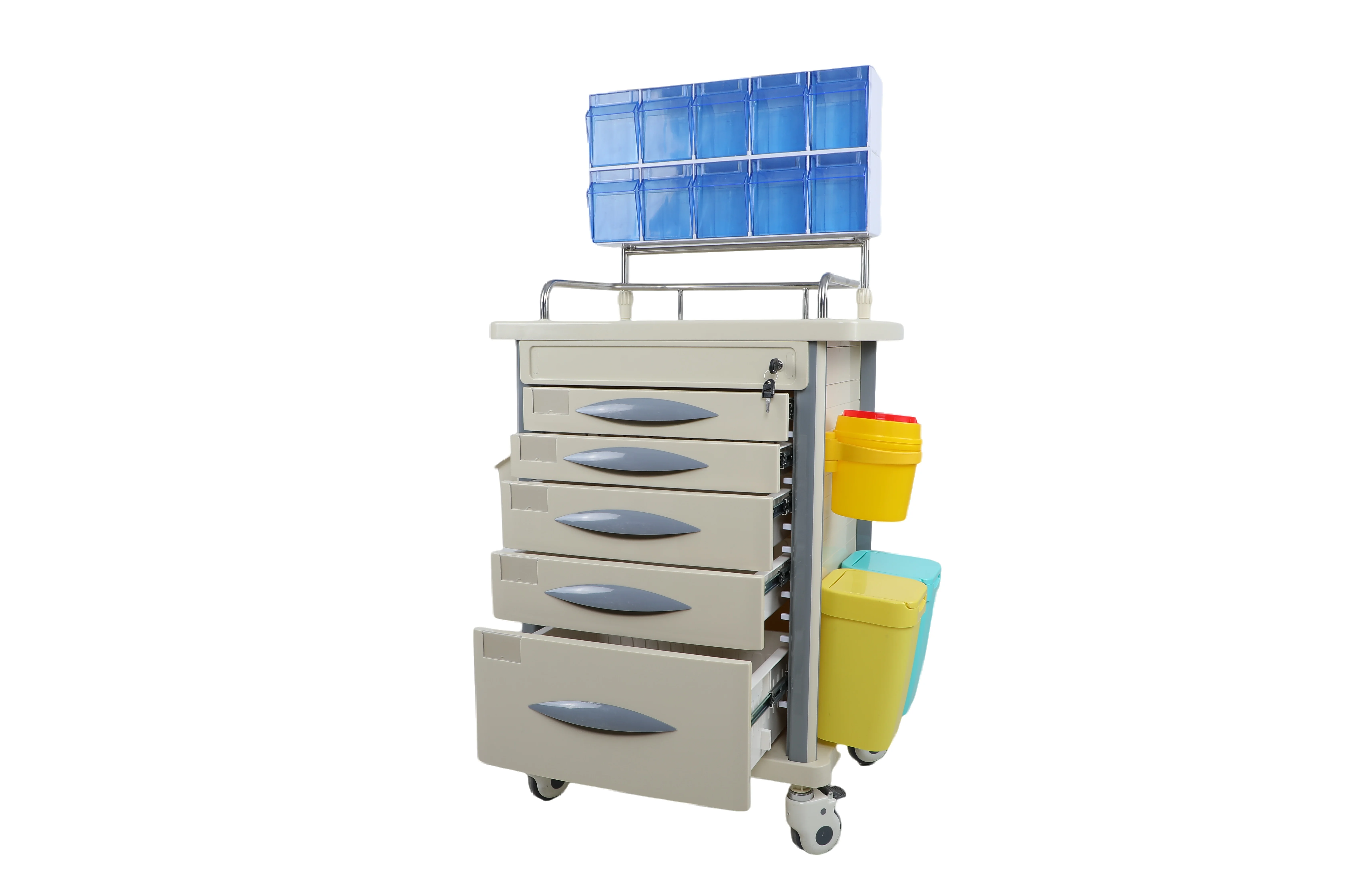 Ginee Medical ABS Hospital Anesthesia Medical Trolley Cart Manufacturer with 4/5/6/2 drawers