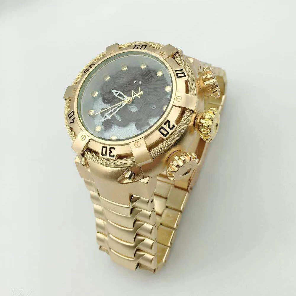  luxury gold stainless steel quartz casual watches high quality full men