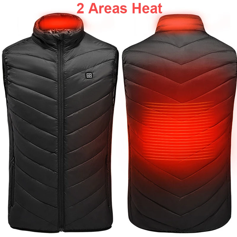 
Custom 2 Areas winter warm USB Rechargeable Heating vest for Men Electrical Heated Sleeveless Jacket Smart Heated Vest 