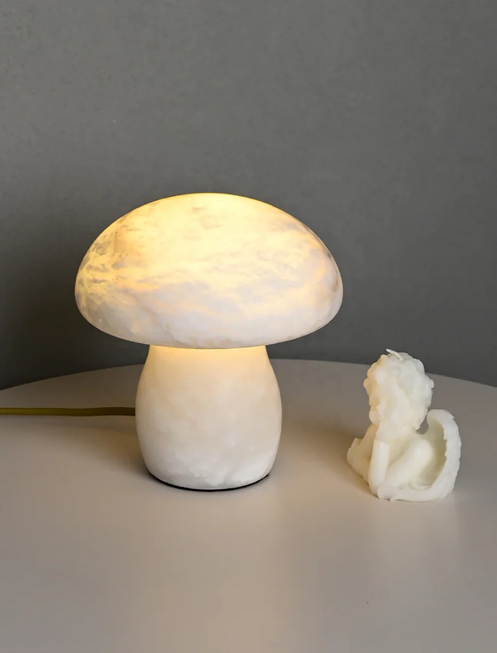 Custom Modern Hotel Villa Bedroom Living Room Restaurant Natural Alabaster Base Mushroom Alabaster Marble Stone Desk Table Lamp