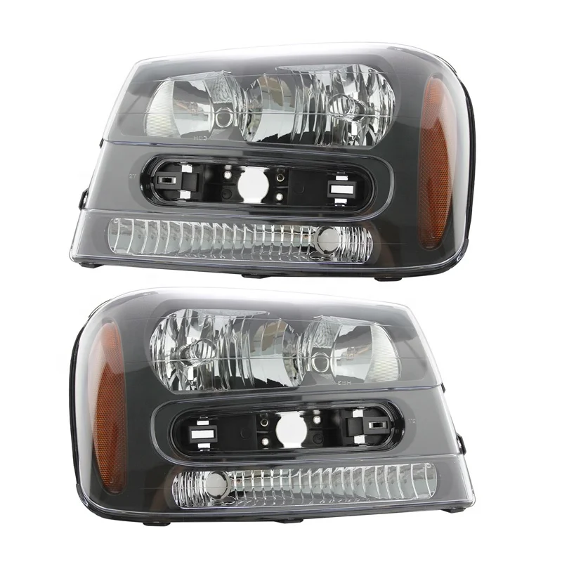 Halogen Headlamp Headlight Black For 2002-2009 Chevy Trailblazer