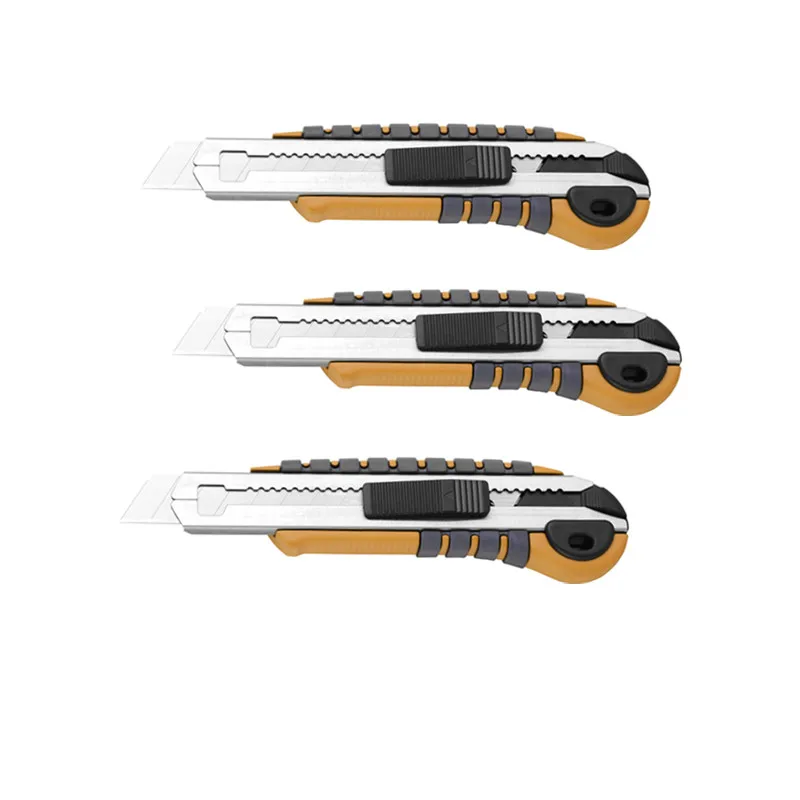 Zinc handle sliding blade snap off quick change 5pcs blades auto loading utility cutter knife