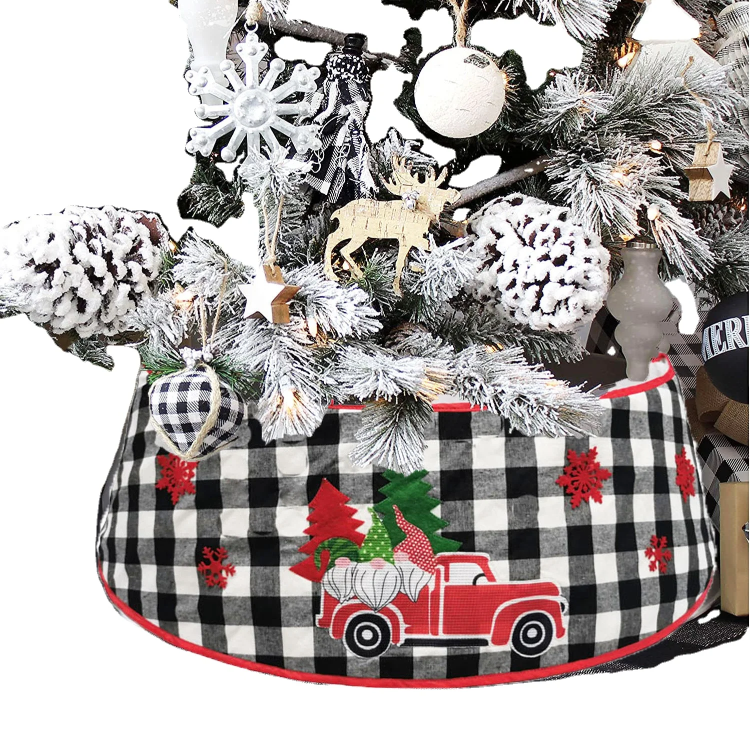 Xmas Party New Year Home Decorative Knitting Fabric Christmas Tree Foot Cover Apron Christmas Tree Skirt Bottom Decoration