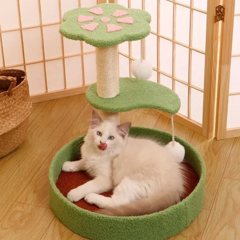 New design Cat Cabin Pet House Customized  cat tree one warm  mat no crumbs cat scratching board