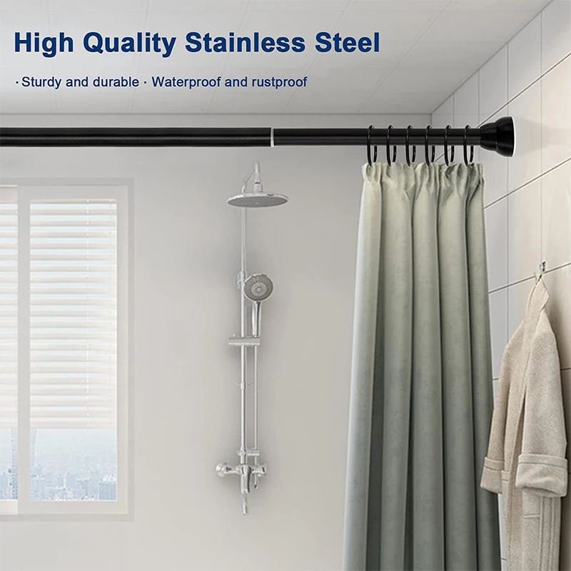 Indoor Stainless Steel Adjustable Rod Telescopic Non-perforated Curtain Rods For Bathoon Bedroom Fixed Between Wall Curtain Rods