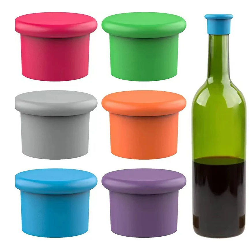 Reusable Silicone Wine Stoppers Glass Bottle Covers Champagne Saver Corks Leak Proof Wine Cap for Keep Beverage Fresh Sealed