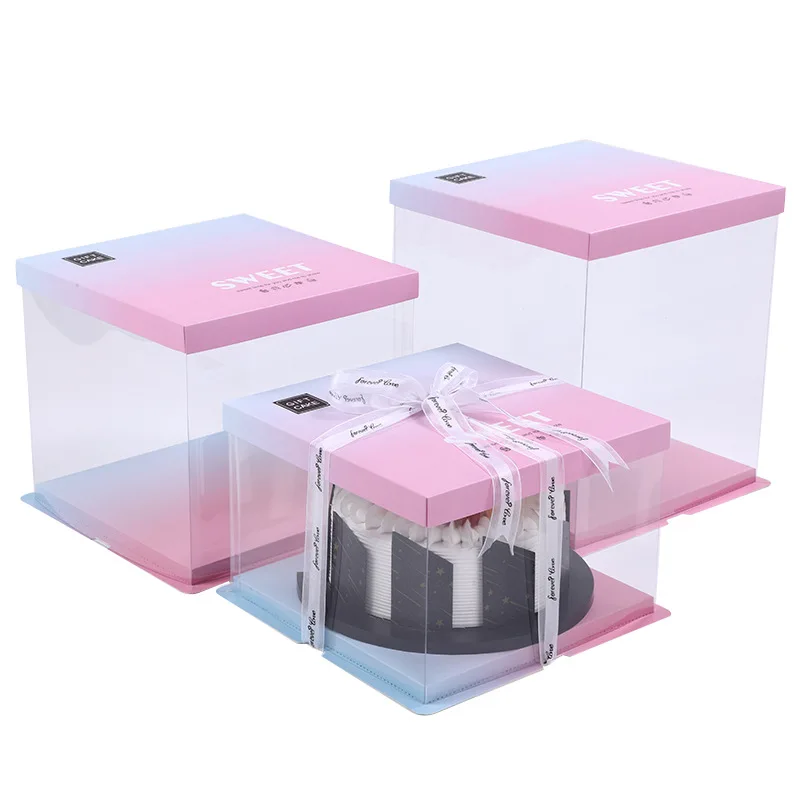 Luxury Transparent Clear Tall Wedding Plastic Cake Box Custom Wholesale  Birthday cake Carrier Box Customized Cakes Package