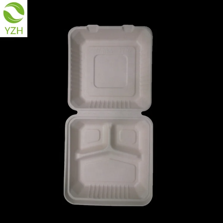 Paper Box Compostable lunch box biodegradable sugarcane paper pulp tableware