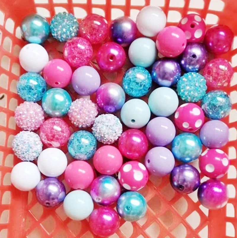 50pc/bag 20mm raninbow color round acrylic beads for jewelry making Mixed style chunky beads diy necklace bubblegum beads